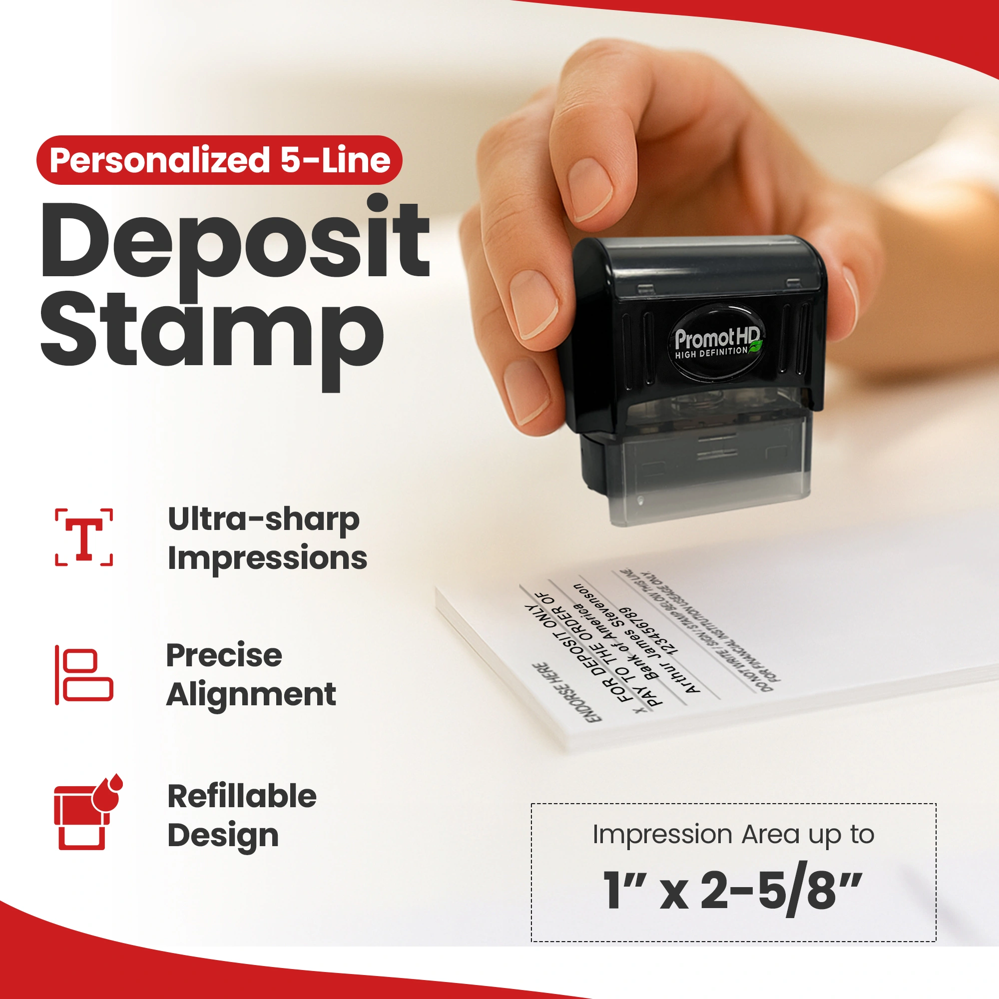 Pre-inked Bank Deposit Ink Stamp- Large hover